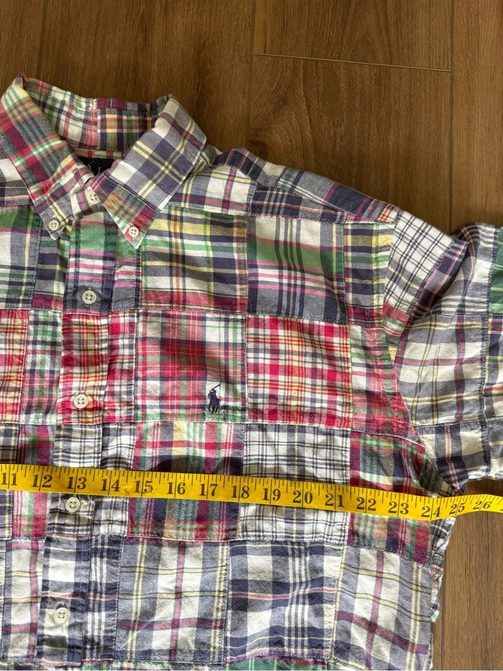 Polo Ralph Lauren VTG Button Up Mens Sz L Indian Madras BLAKE Patchwork